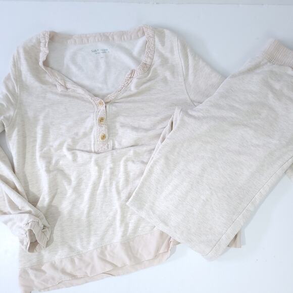 Soft Surroundings 2 Piece Loungewear Casual Set Medium Oatmeal/Cream Casual - Picture 1 of 9